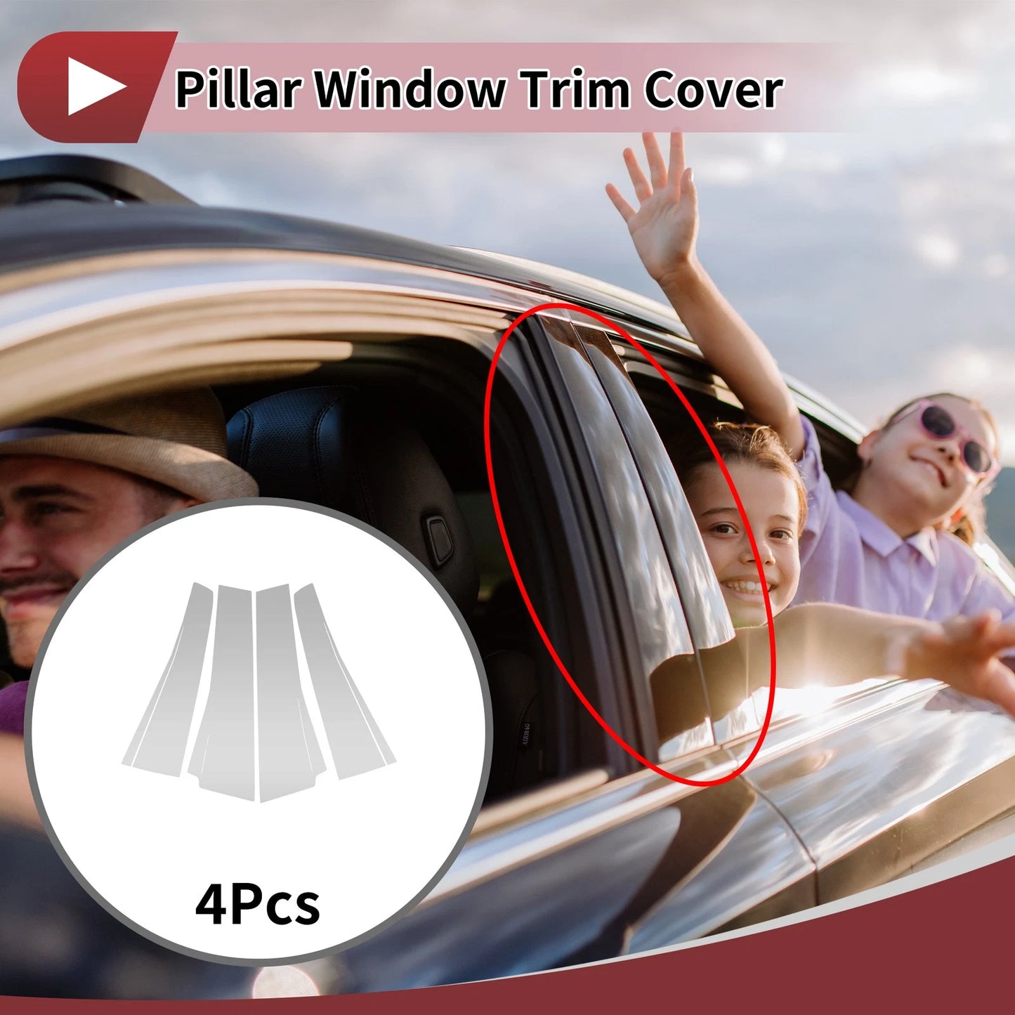 4 Pcs Car Door Pillar Window Trim for Toyota Alphard (2015–2023)