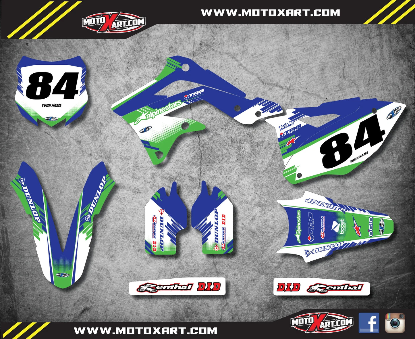 Full Graphics Kit Decals for KXF 450 (2012-2015) - Substance Style