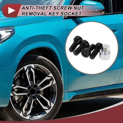 Set of 4 Wheel Lock Lug Nuts with M14x1.25 Key for BMW
