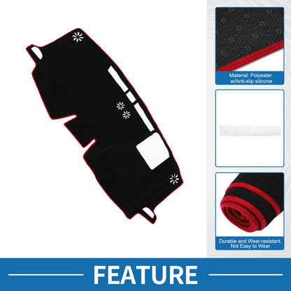 Dashboard Cover Mat for Toyota Sienna 2021-2024 HUD Sun Protector Black Red