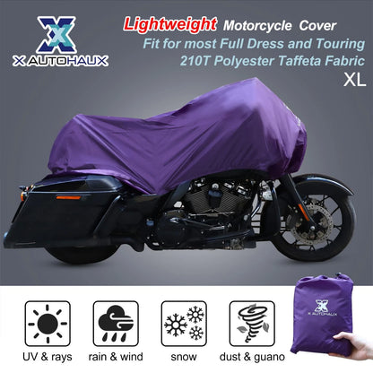 XL Half Cover Motorcycle Cover Outdoor Waterproof Purple for Make Model
