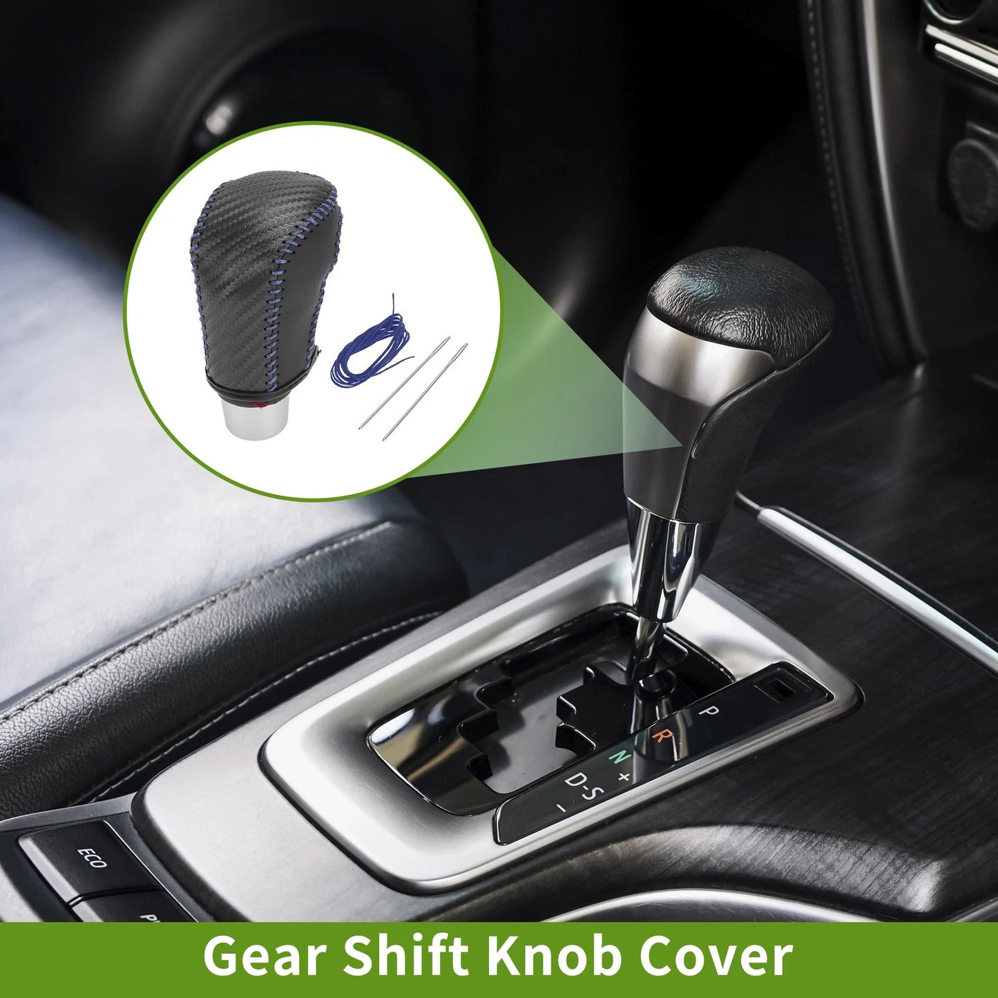 Car Gear Shift Knob Cover for Honda Civic (2016-2021) Black Carbon Fiber Blue