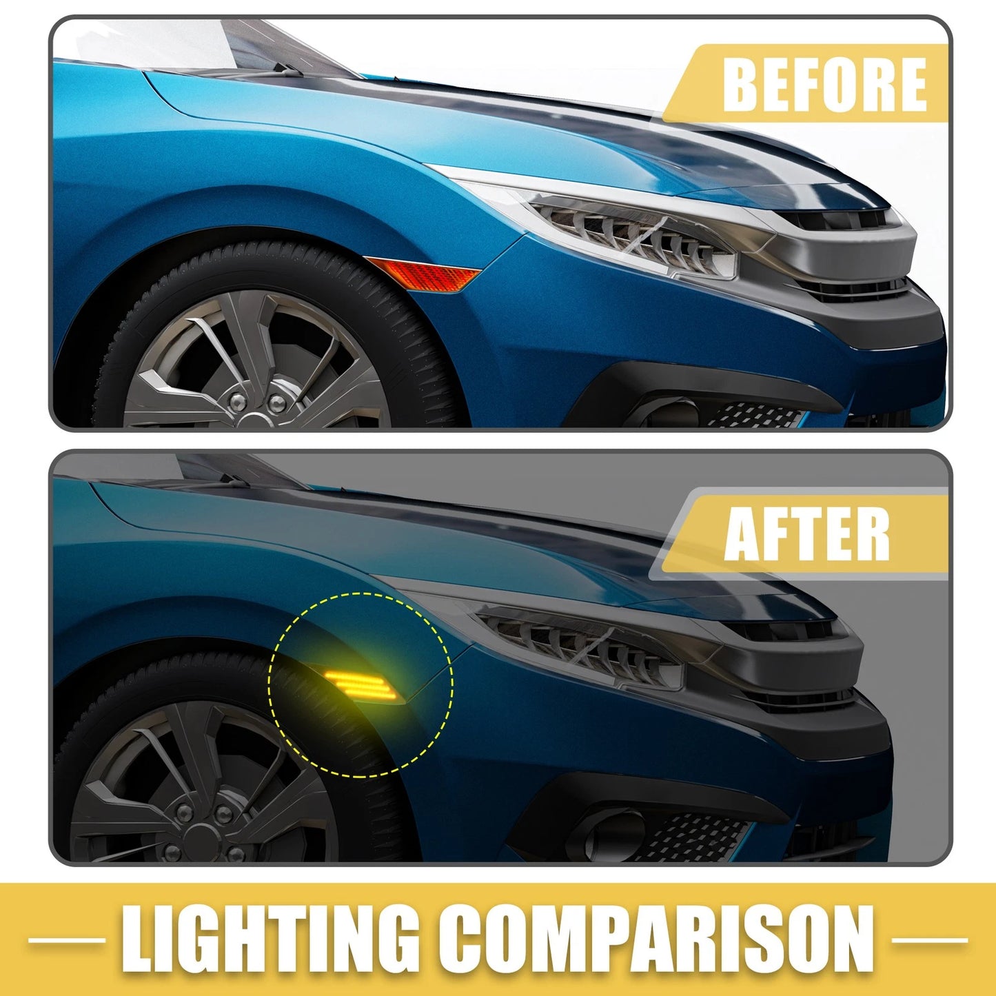 Pair Front LED Side Marker Lights for Scion FR-S Amber Light Black