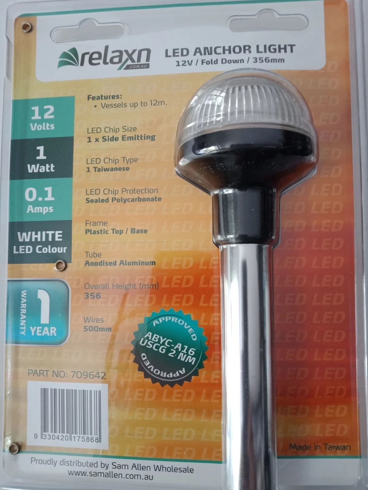 12" LED Folding All-Round White Navigation Light for Boats, 12V, US COLREGS
