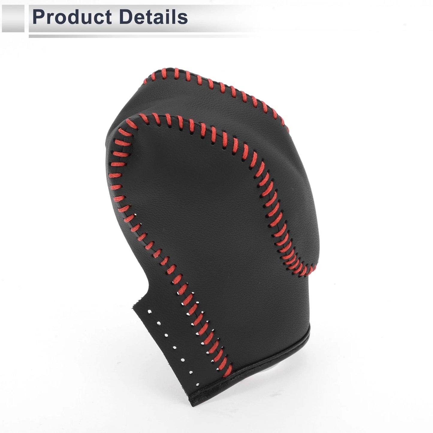 Car Gear Shift Knob Cover Black Red Faux Leather for Ford Fusion (2013-2016)