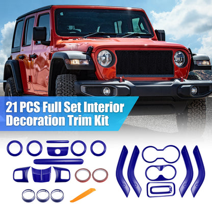 21 x Interior Trim Kit for Jeep Wrangler JK (2011-2018) - Blue Decoration Set