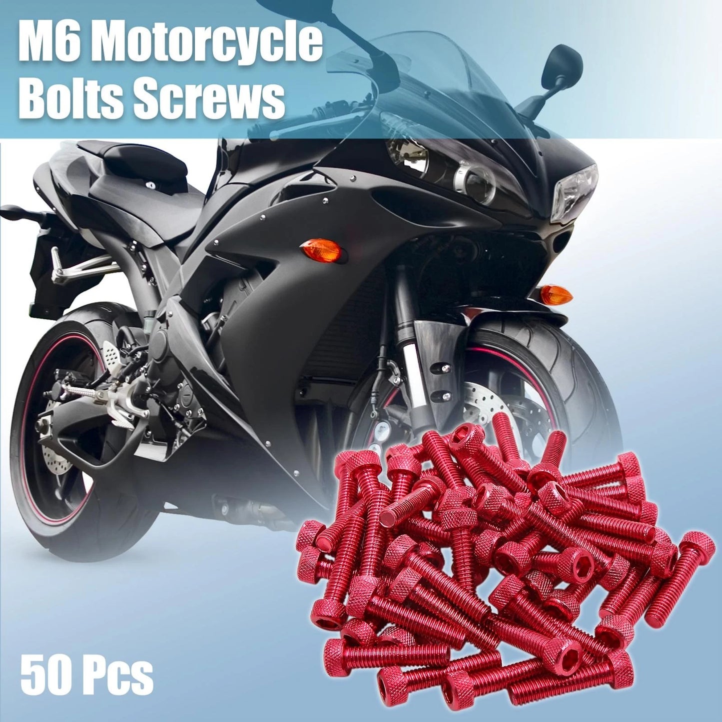 50pcs M6 x 30mm Hex Socket Fastener Bolts for Motorcycle Car