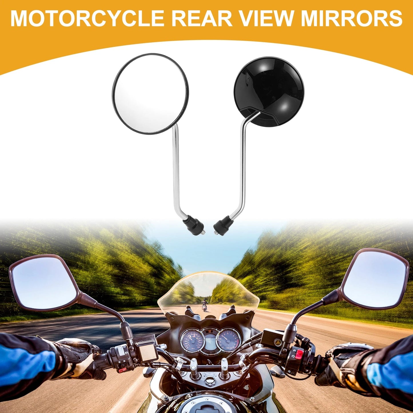 M8 Rear View Mirrors Handlebar Mirrors Silver Tone Black Iron for M8
