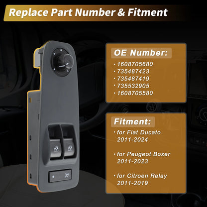 Window Switch for Fiat Ducato, Citroen Relay, Peugeot Boxer (2006-2023)