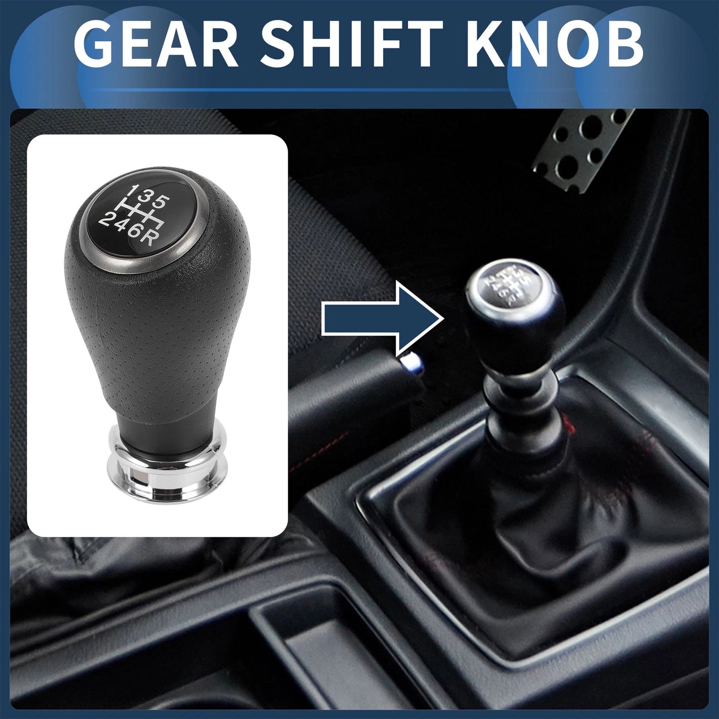 6 Speed Gear Shift Knob for Honda CR-V 2006-2011 Plastic Black Silver Tone