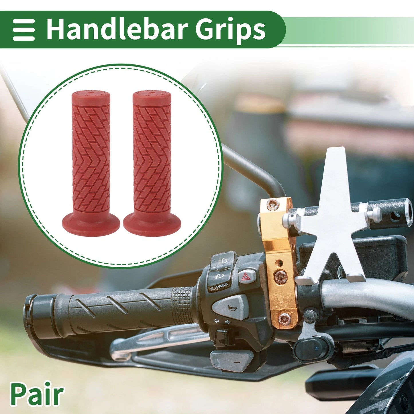 7/8" 22mm Hand Grips TPU Dark Red for Motorcycle