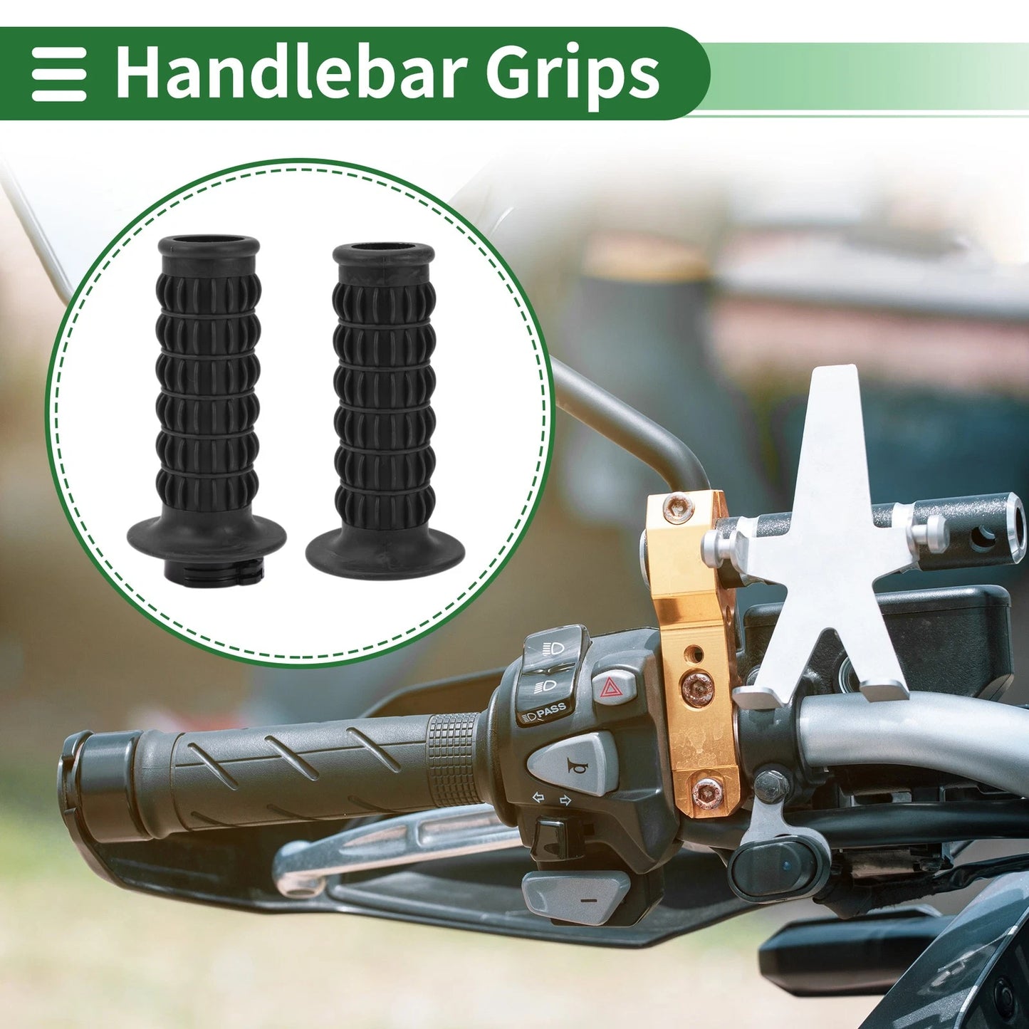 25mm Hand Grips Cover Kit for Motorcycle TPU Black Scale Pattern