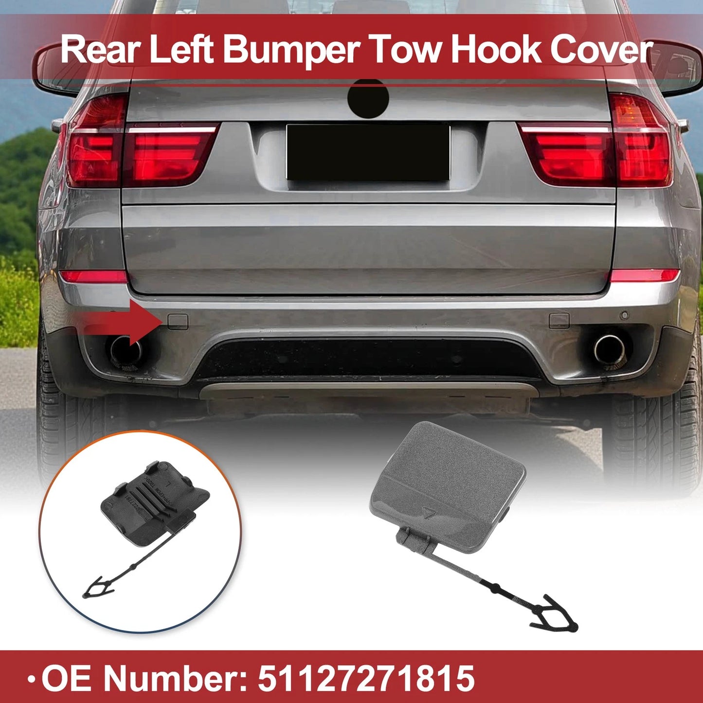 Tow Hook Cover Cap for BMW X5 E70 (2011 - 2013) Gray