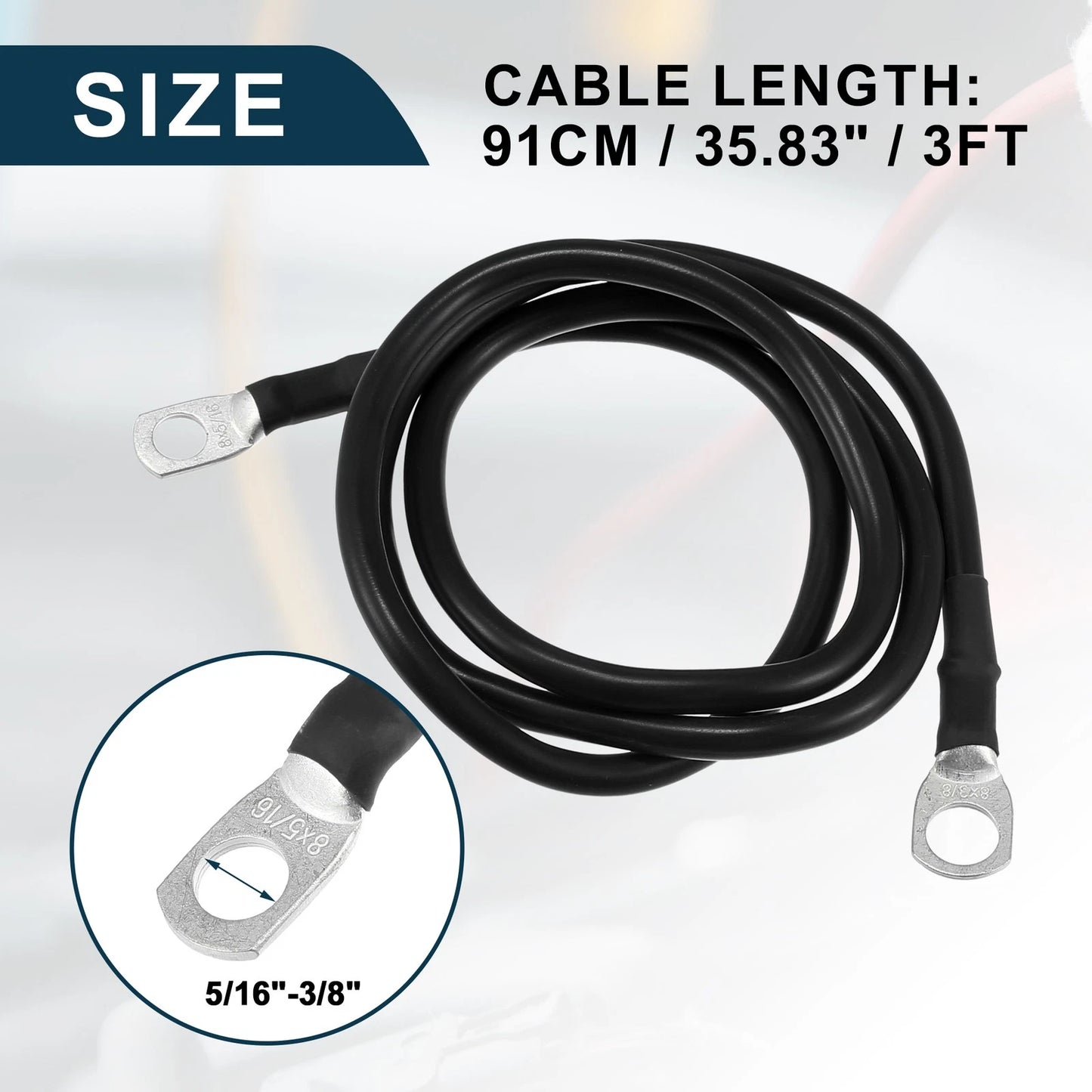Cable / 5/16-3/8" 3ft / Battery Inverter Cable for Car