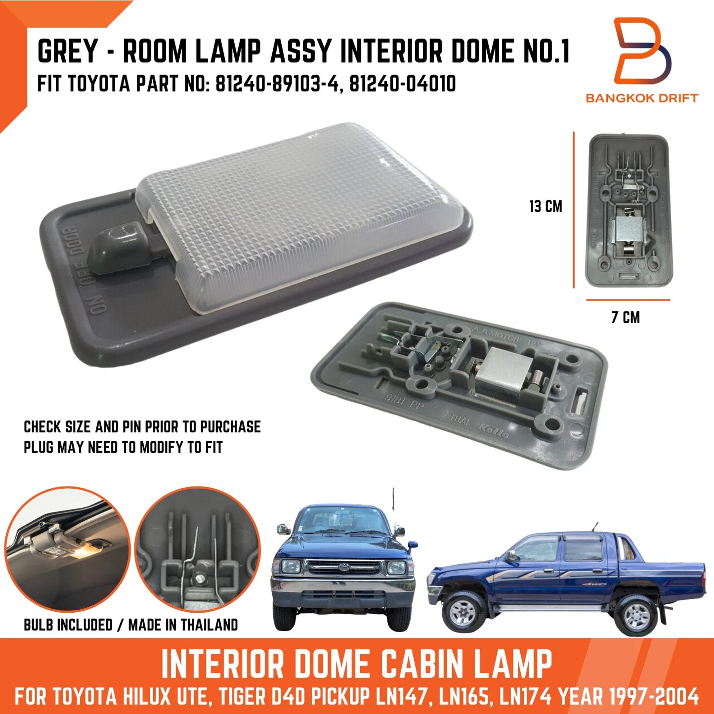 Dome Cabin Light Lamp for Toyota Hilux Ute LN145 LN165 LN174 (1997-2004)