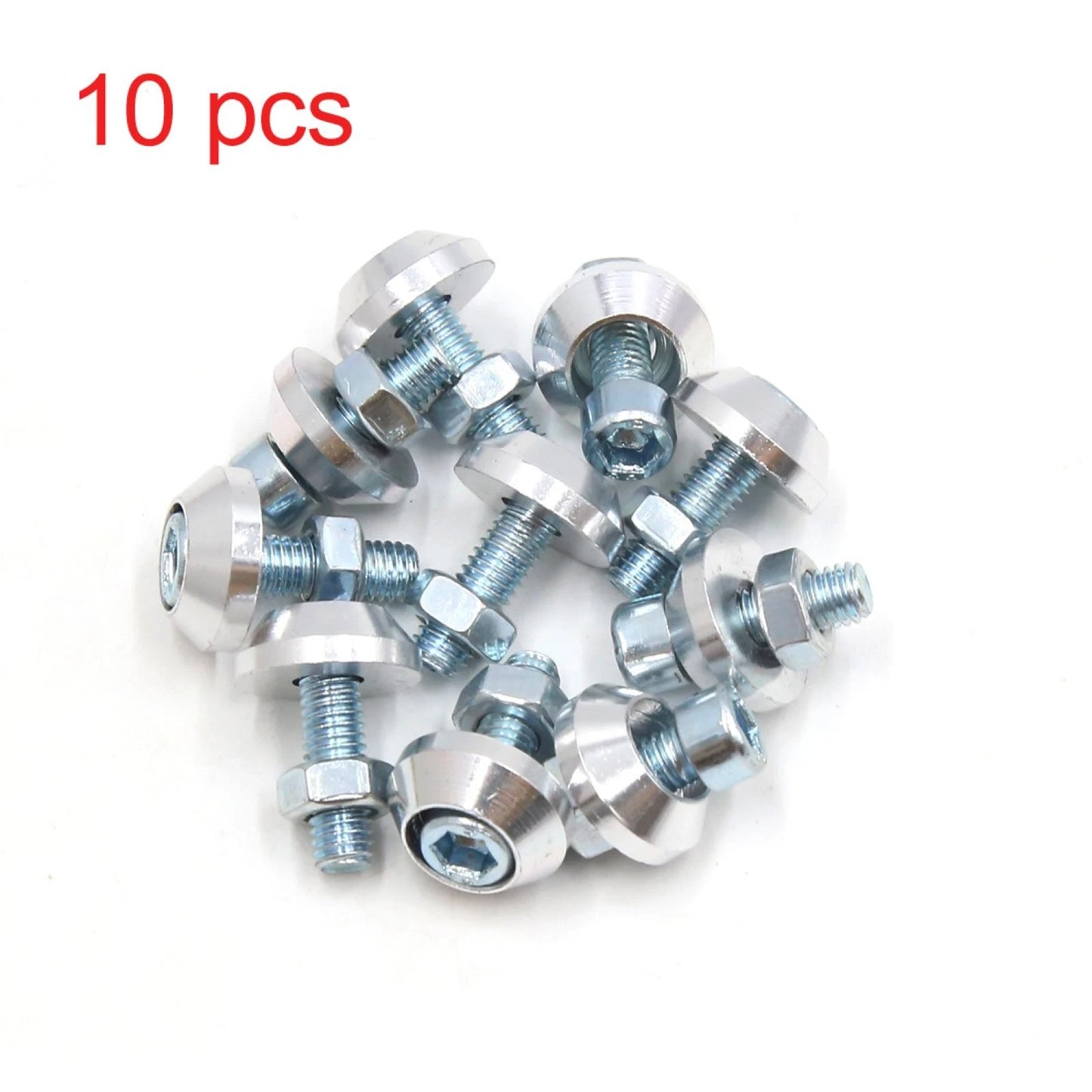 10pcs Silver Tone Aluminum Alloy License Plate Bolts Screws for Scooter
