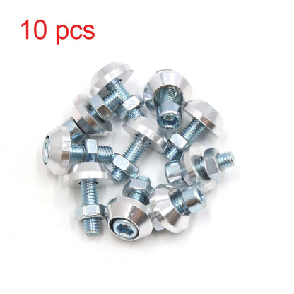 10pcs Silver Tone Aluminum Alloy License Plate Bolts Screws for Scooter