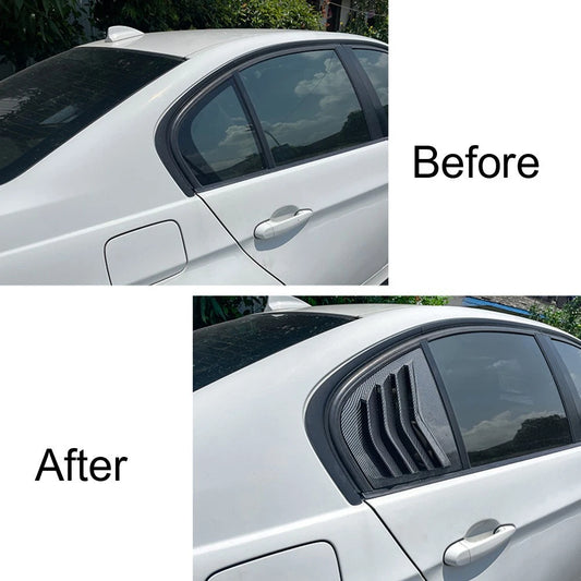 2 x Gloss Black Rear Side Glass Shutter Covers for Car