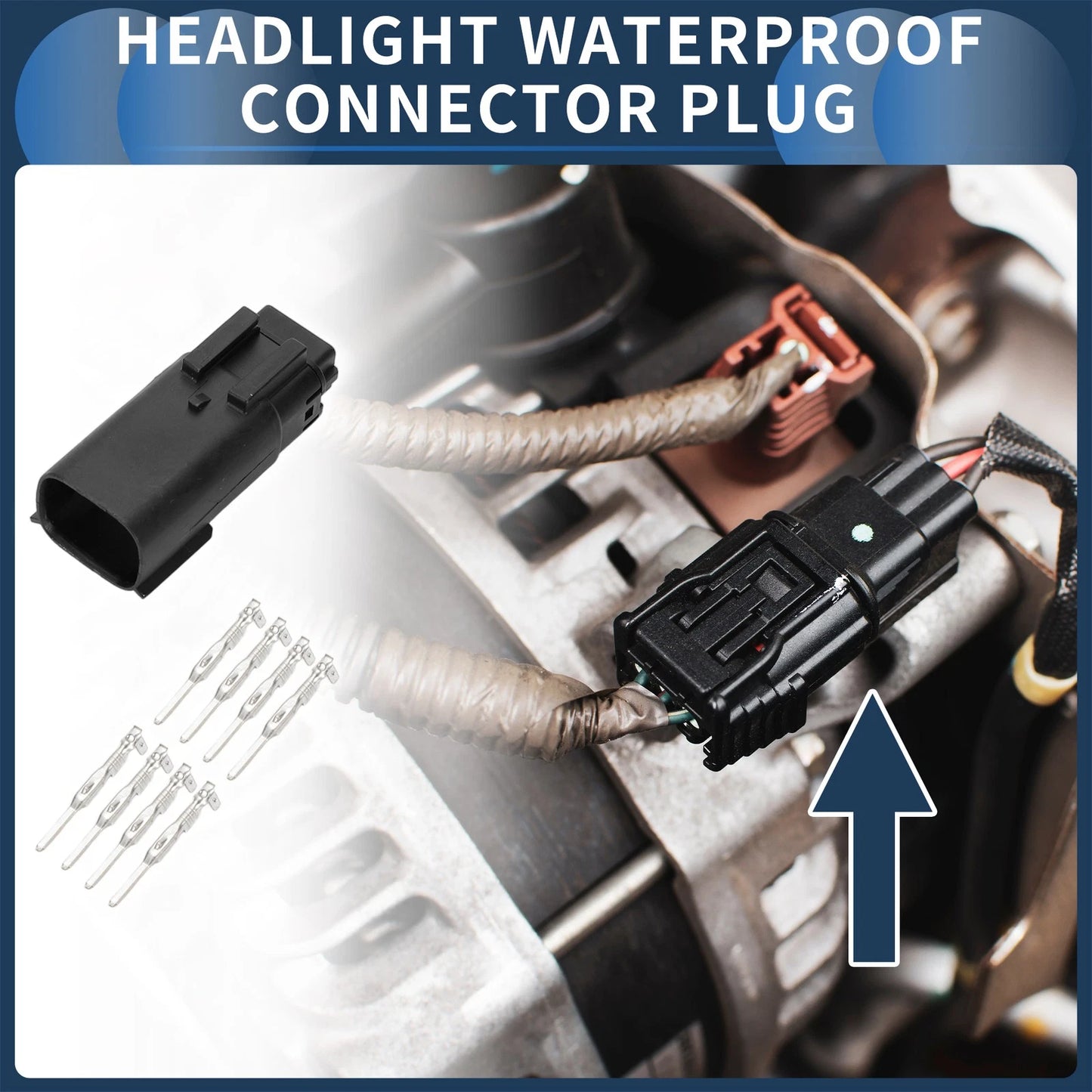 8 Pin Waterproof Headlight Connector Plug for Ford & Buick