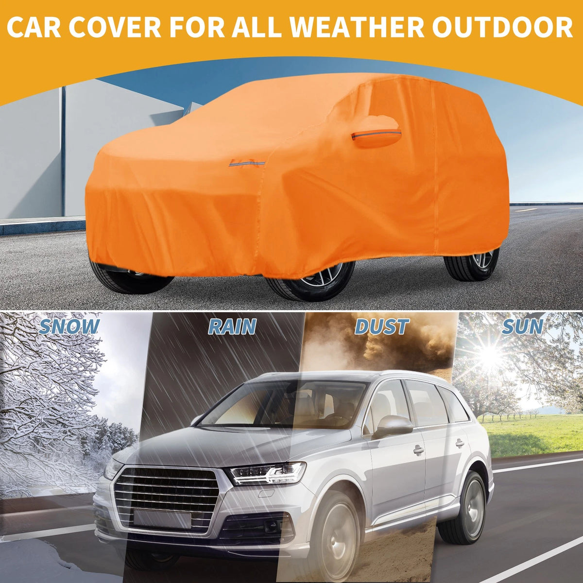 210D-PU Car Cover for Acura MDX Orange with Zipper