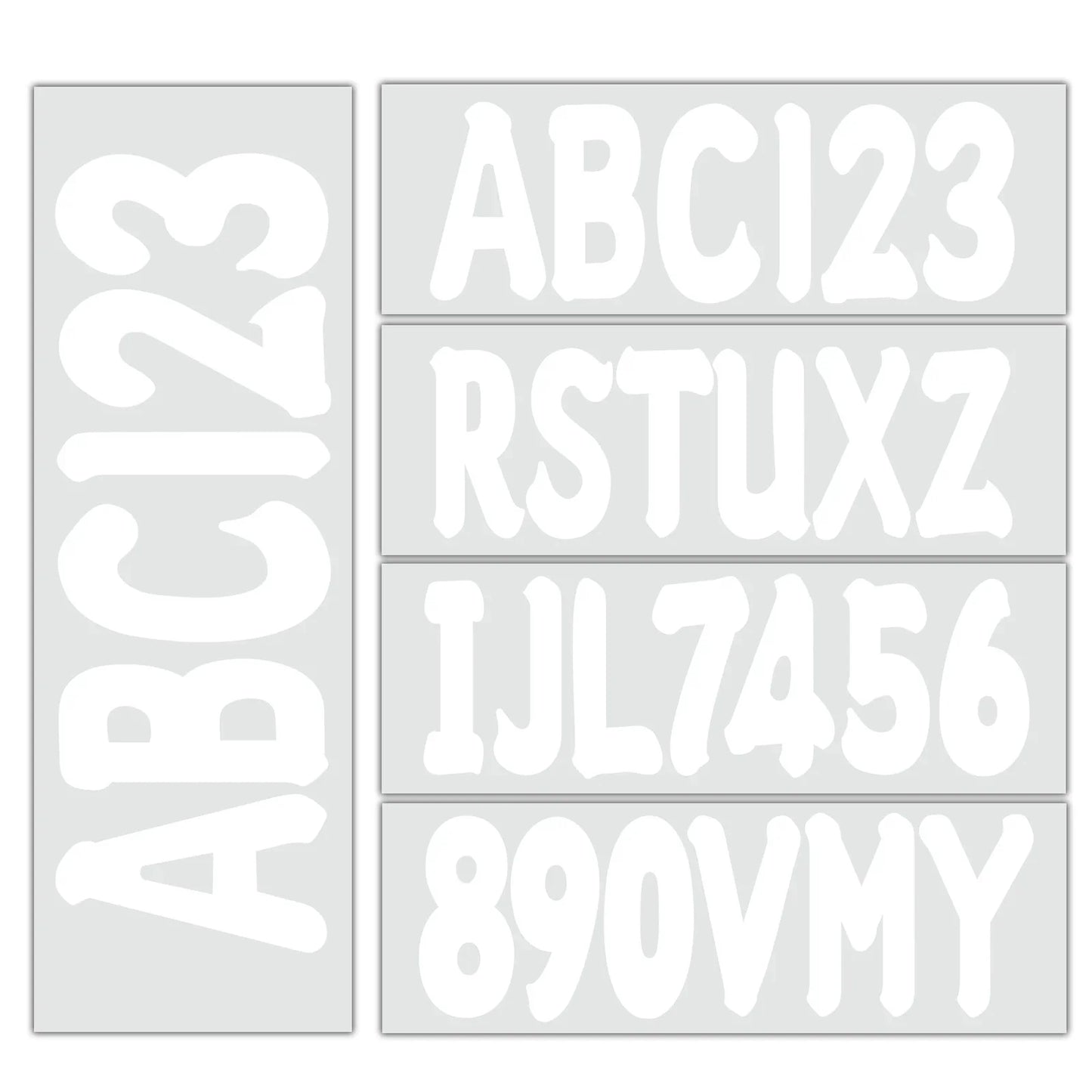 Custom Boat Registration Numbers Decals 4 Sets A-Z & 0-9 White