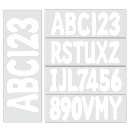 Custom Boat Registration Numbers Decals 4 Sets A-Z & 0-9 White