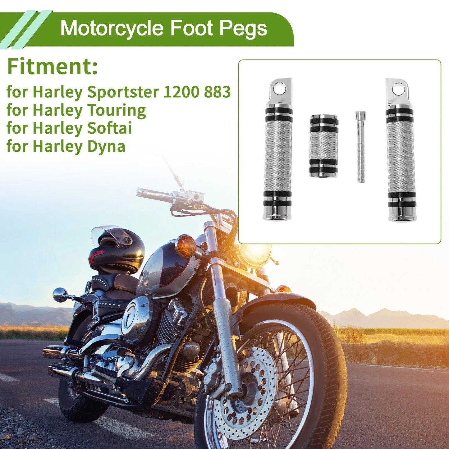 Foot Pegs / 1 Set for Harley/Sportster 1200 883/Touring/Softai/Dyna