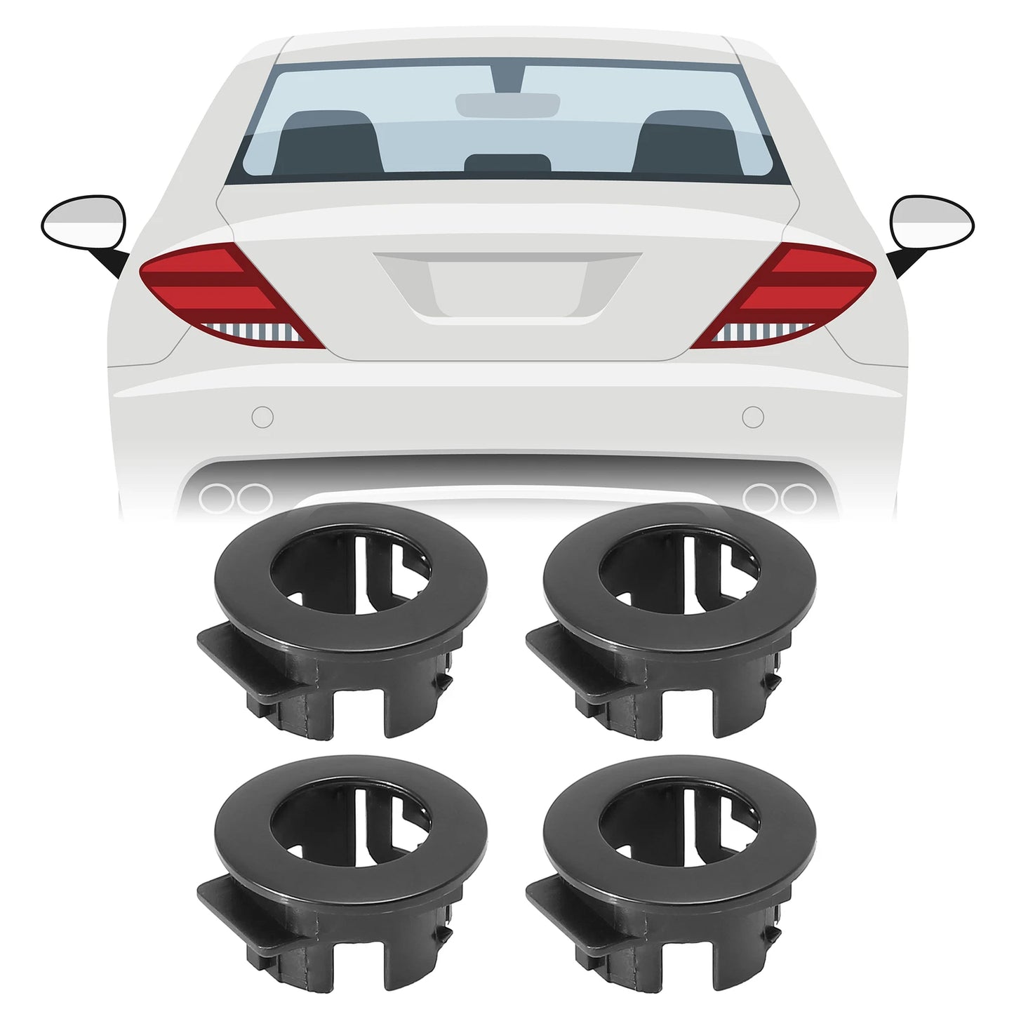 4 x Black Bumper PDC Parking Sensor Retainers for Toyota