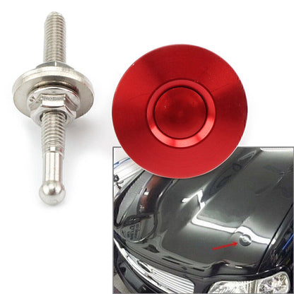 Red Push Button Quick Release Hood Pins for Universal Cars