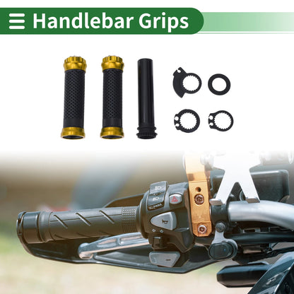 7/8" 22mm Hand Grips Cover Kit for Motorcycle Rhombus Gold Tone
