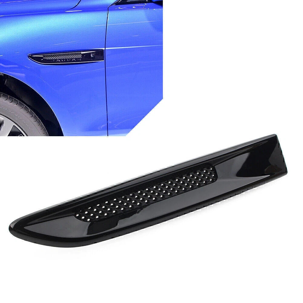 Black Front Side Fender Air Vent Grille Trim for Jaguar XE F-Pace XF (2015-2023)