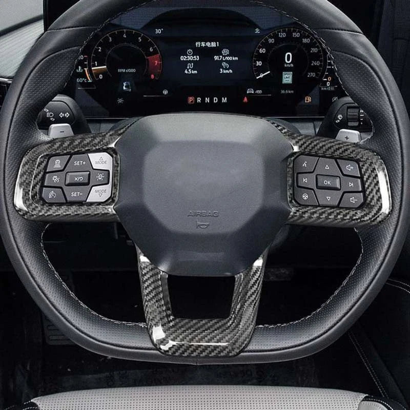 100% Carbon Fiber Steering Wheel Frame Cover Trim for Ford Mustang 2024