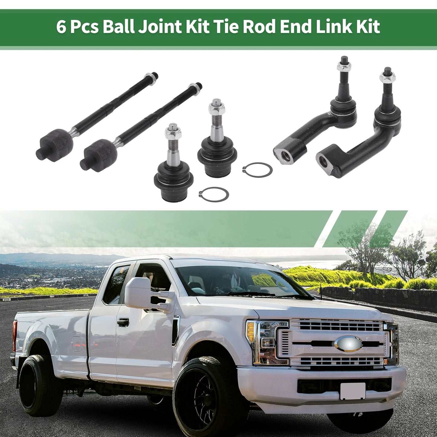 6 Pcs Front Suspension Kit Tie Rod Ends for Ford Expedition (2003-2023)