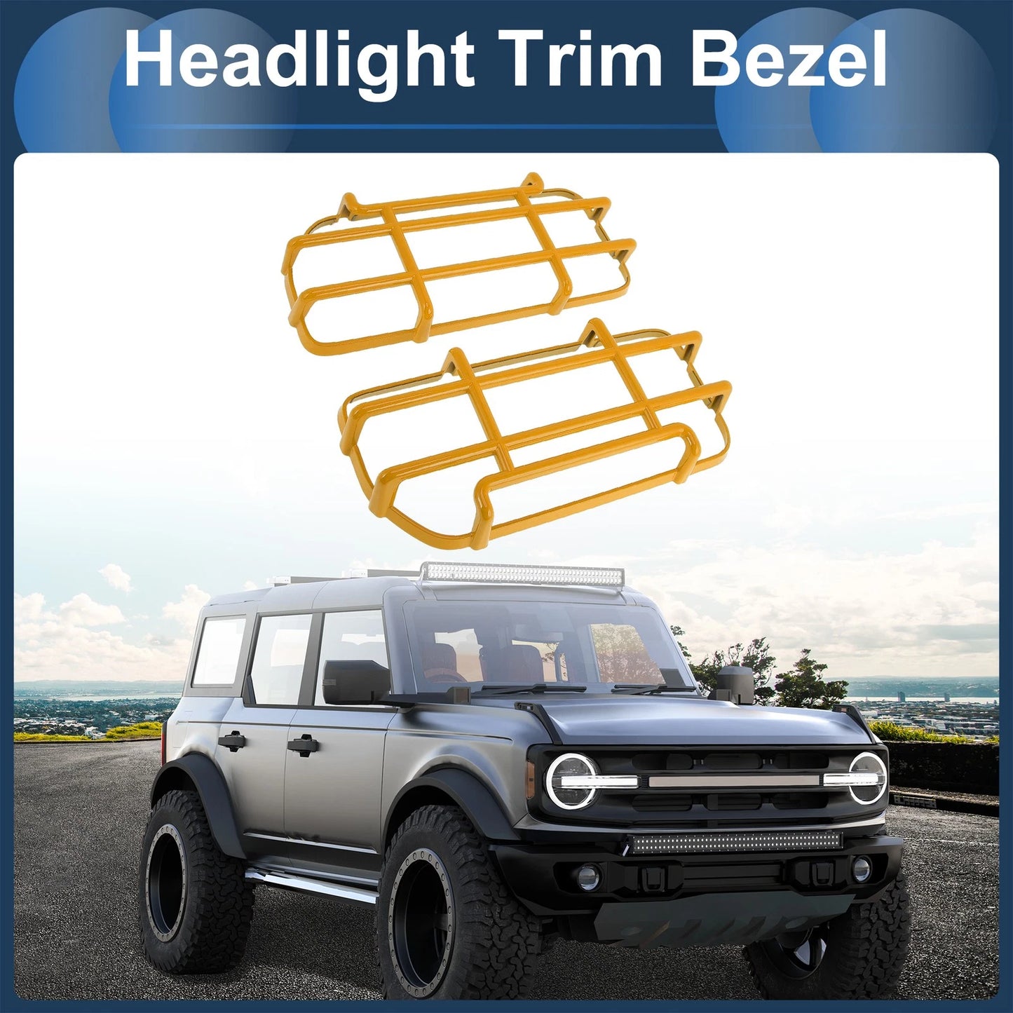 Headlight Trim Bezels 2 x for Ford Bronco (Yellow)
