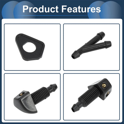 Windshield Washer Nozzle with Hose Connector for Ford Black Gold Tone 1 Set