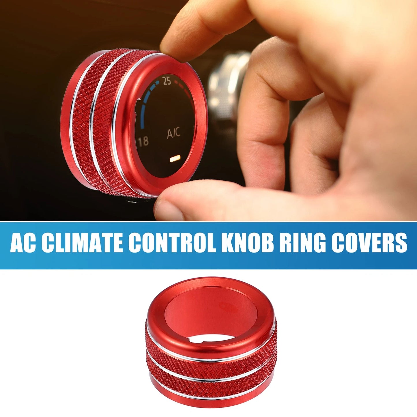 2 x AC Radio Switch Knob Cover Trim for Subaru BRZ / Toyota 86 Red