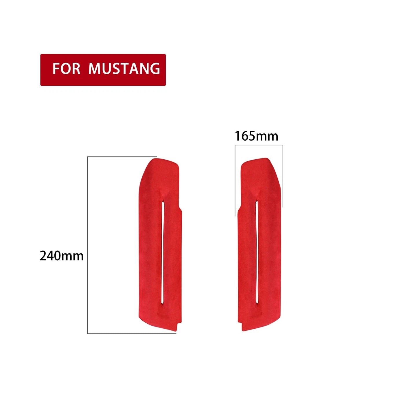 2 x Red Door Side Handle Armrest Covers for Ford Mustang (2015-2020)