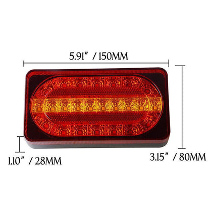 2 x 6" RV Trailer Truck Amber & Red 24 LED Mount Stop Turn Tail Brake Light