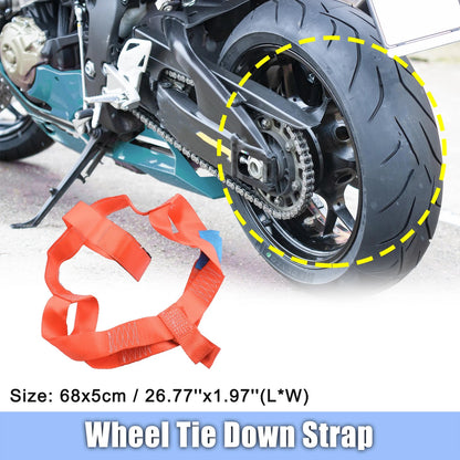 1 x Rear Wheel Transport Tie Down Strap for Motorcycle Universal Nylon Orange