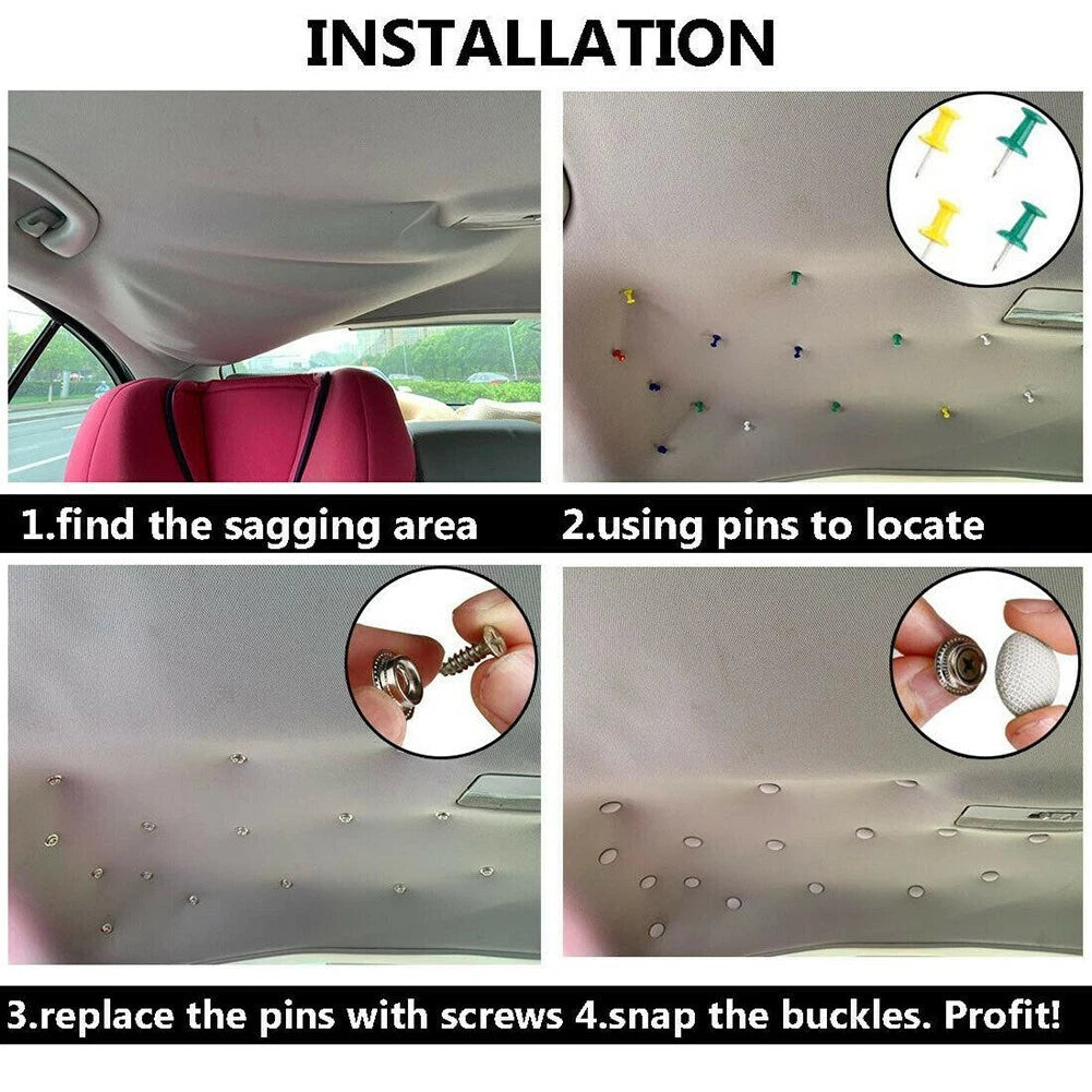 2 x Ceiling Car Roof Buckle Gray Push Pins