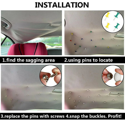 2 x Ceiling Car Roof Buckle Gray Push Pins