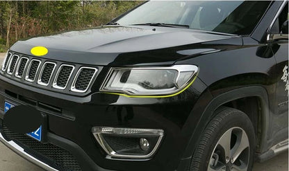 ABS Chrome Front Light Lamp Frame Trim for 2017-2021 Jeep Compass 2 x Pieces
