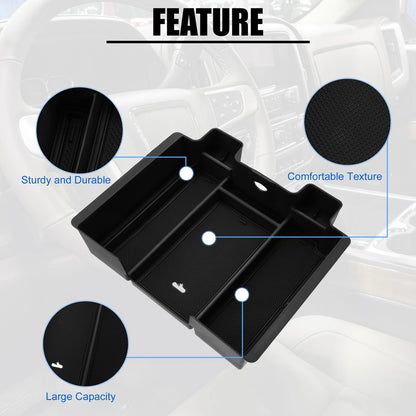 Center Console Tray Panels Organizer Box Full Size for Chevy Silverado Black