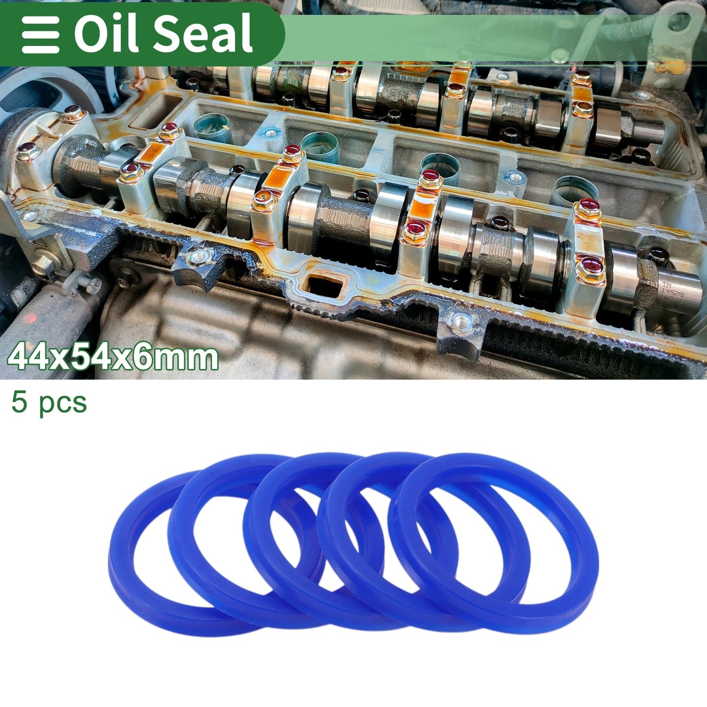 Oil Seal Rotary Shaft Seal TPU 44x54x6mm High Pressure Blue 5 Pcs