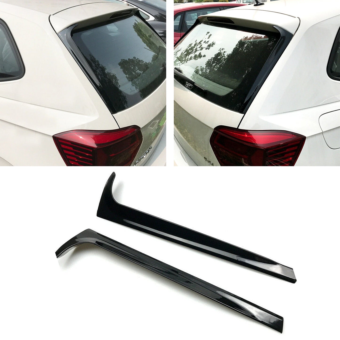 2 x Rear Window Side Canard Spoilers for VW Polo MK6 (2018-2020)