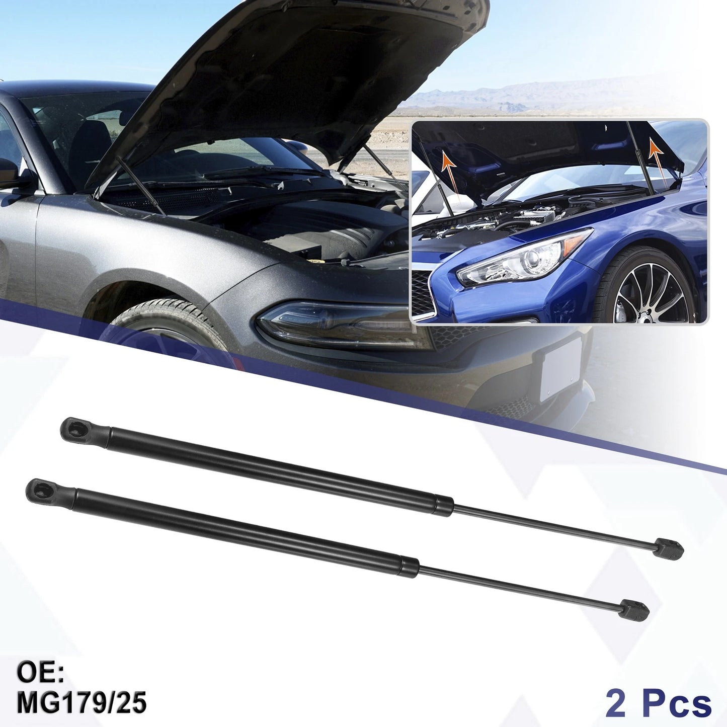 2 x Front Hatch Lift Supports for Ford Fiesta (2008-2017)
