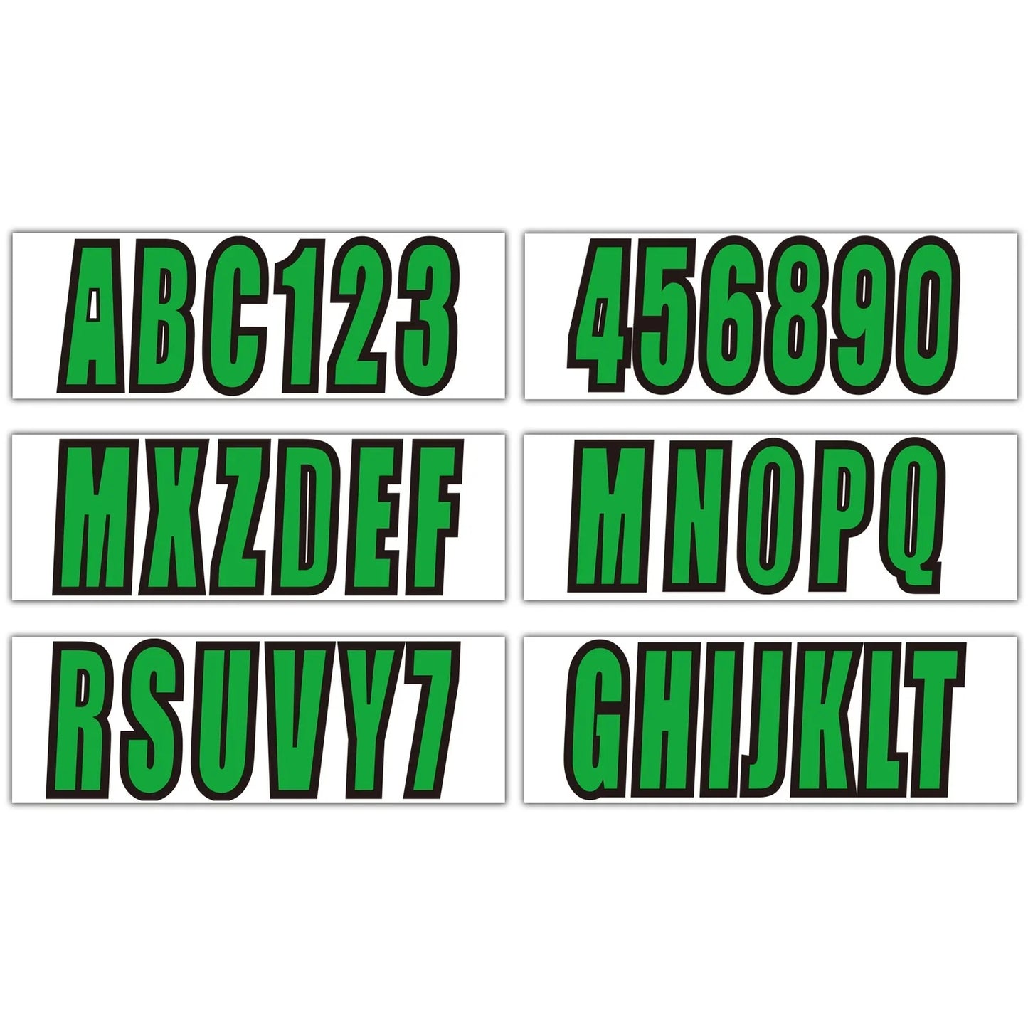 Custom Boat Registration Numbers Decal Sticker Set A-Z & 0-9 Green