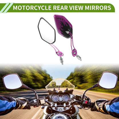 Motorcycle Rear View Mirrors Polygonal Shape Black Purple Aluminum Alloy
