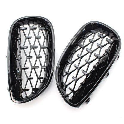 Gloss Black Diamond Meteor Front Kidney Grill for BMW E60 5 Series (2003-2009)
