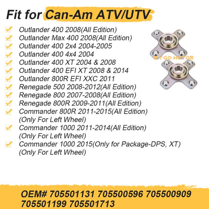 2 x Front & Rear Wheel Hubs for Can-Am Outlander
